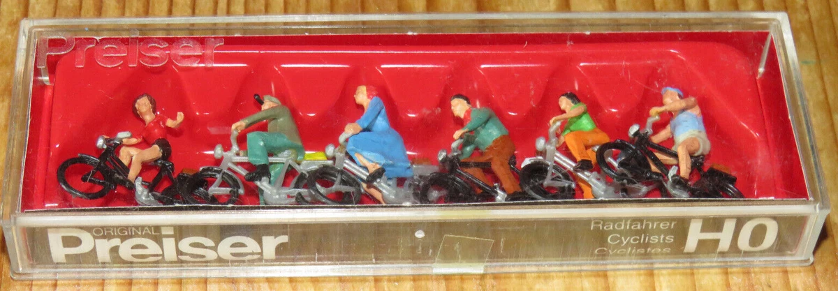 Preiser 79087 Radfahrer-Figuren – 3 Figuren Mit Fahrrädern, Spur N (1:160)