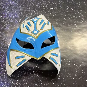 2012 WWE Rey Mysterio Wrestling Rubber Face Mask White Blue Gold - Picture 1 of 7