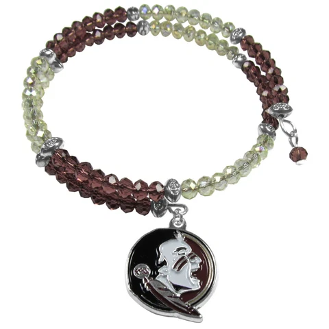 Florida State Seminoles Crystal Memory Wire Bracelet w/ Charm NCAA Licensed Cover