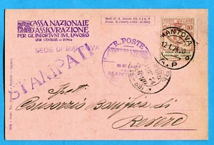 ENTI PARASTATALI -c.10 CASSA NAZ.ASSICURAZ.INFORT.LAVORO da MANTOVA (272732) - Picture 1 of 2