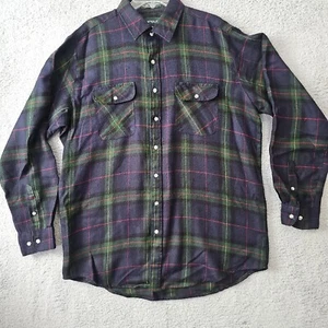Vintage Campus Plaid Flannel Shirt Size XlT Tall Virgin Acrylic Multi-colored - Picture 1 of 10