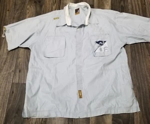 Akademiks Mens 2XL Button Front Shirt Light Blue Short Sleeve Front Pockets Y2k - Picture 1 of 14