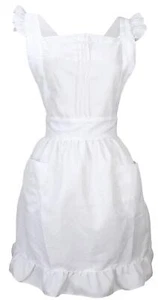 Retro Adjustable Ruffle Apron with Pockets Small to Plus Size Ladies White - Picture 1 of 7