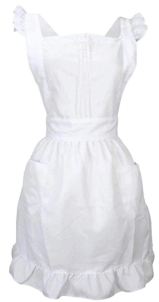 LilMents Retro Adjustable Ruffle Apron With Pockets Small to Plus Size 7Q1ZZA