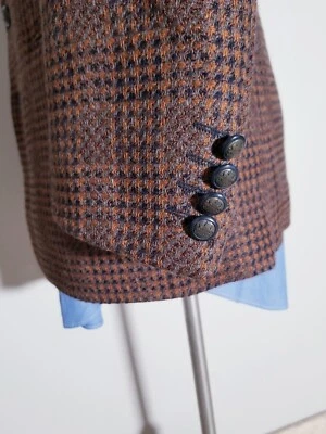 Chaqueta Blazer Abrigo Deportivo De Colección 40S Zanetti Azul Marino Naranja Diente Tweed Italia Foto 1 de 4