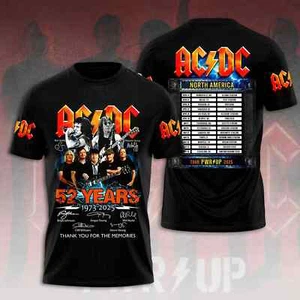 AC/DC 2025 North America Pwr Up Tour 52 Years Tour 3D T-Shirt, Rock Band Unisex - Picture 1 of 5