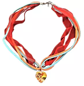 Collana Swarovski da donna con ciondolo cuore catenina lunga 45 cm girocollo di - Foto 1 di 10