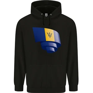 Curled Barbados Flag Barbadians Day Football Childrens Kids Hoodie - Picture 1 of 39
