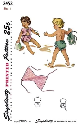 Simplicity 2452 Diaper Cover Bolero Play Suit Pattern BABY Child's UNISEX - Image 1 of 4