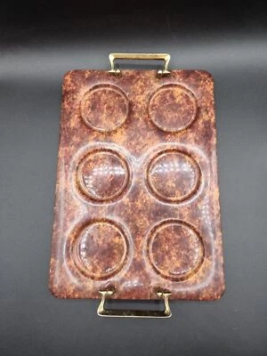 Vintage Kraftware vinyl drink tray 6 spaces, handled Barware - Image 1 of 4