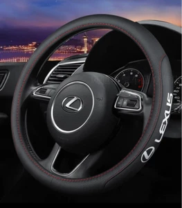 15" PU Leather+Carbon fiber Steering Wheel Cover For 1990-2025 Lexus All models - Picture 1 of 16