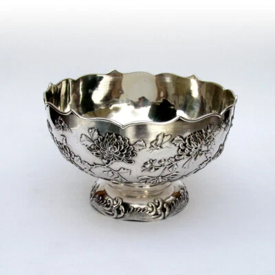 Centro de mesa de crisantemo cuenco shingfat exportación china plata 1900 Foto 1 de 4