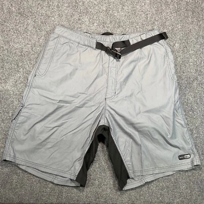 REI Shorts Mens Extra Large Silver Grey Belted Adjustable Waist Padded Ten Inch - Image 1 of 4