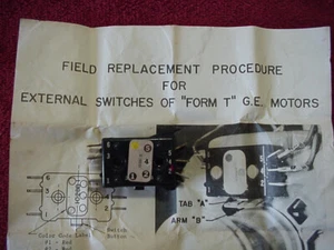 NOS SPEED QUEEN DRYER GE MOTOR SWITCH #53213 FORM "T" GE MOTOR - Picture 1 of 7