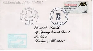 LUFTHANSA LH415 FIRST DC10 FLIGHT,  PHILADELPHIA, PA   1987  FDC18645 - Picture 1 of 1