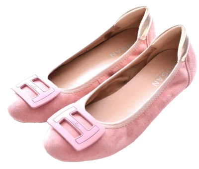 Sapatilhas de balé HOGAN rosa claro camurça com logotipo lacado H tamanho 37 EUA 6,5 - Imagem 1 de 4