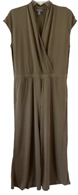 Lisa Rinna Collection Surplice Jumpsuit PM Mocha Wide Leg A353583 Women BB418 - Image 1 of 4