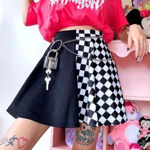 Mujeres Harajuku Punk Falda a Cuadros Línea A Mini Falda Estilo Preppy Lolita Dulce Nuevo - Imagen 1 de 14