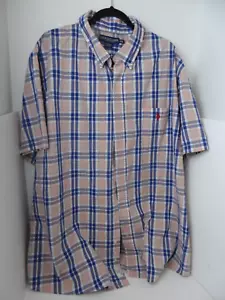Camisa Polo Assn Para Hombres Manga Corta Con Botones A Cuadros Azul/Blanco/Melocotón Talla 2XL - Imagen 1 de 6