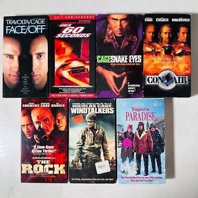 VHS Lot of 7 Nicolas Cage Rock Face Off Snake Eyes 60 Seconds Con Air Paradise - Image 1 of 4