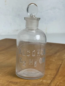 Vintage Apotheker Wheaton Glas Medizin Alkohol Flasche mit Stopfen C2H5OH TCW - Bild 1 von 8