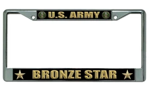 Marco de matrícula cromado estrella de bronce del ejército de Estados Unidos - Imagen 1 de 1