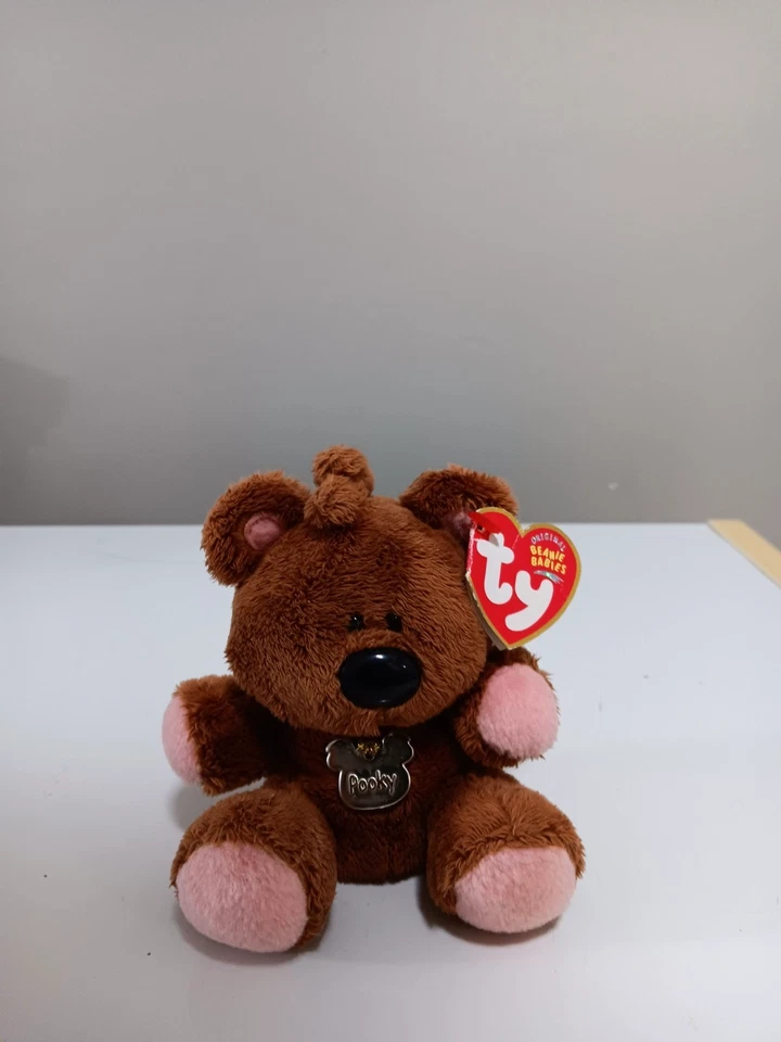 Ty Original Beanie Babies Pooky the Teddy Bear 5” Plush Toy 2004 Tag Not Perfect - Image 1 of 3