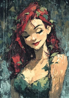 Poison Ivy  Art  Card 1/1 PaintOholic Signed ONE OF A KIND - Image 1 of 2