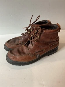 Justin Mens Moc Toe Chukka Boots #991 Leather Brown Rustic Lace Up Size 8 M - Picture 1 of 8