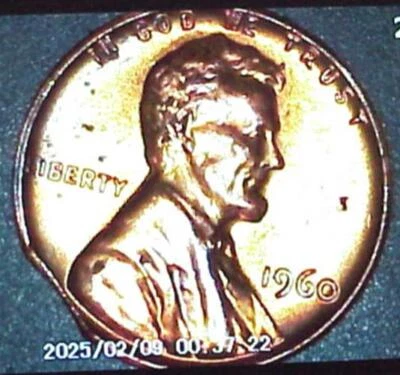 1960-P LINCOLN 1 Cent - Lg. Date - Red -Unc. -Chipped Plancent Error - Image 1 of 3