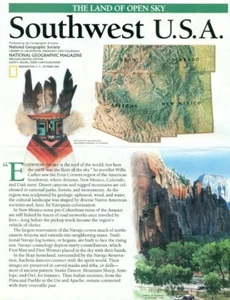 VINTAGE-NATIONAL GEOGRAPHIC MAP-THE LAND OF OPEN SKY-SOUTHWEST U.S.A.-1992 - Picture 1 of 1