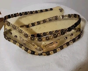Stunning Vintage 80s Jose Cotel Paris France Metallic & Plastic Gold Artsy Belt - Picture 1 of 17
