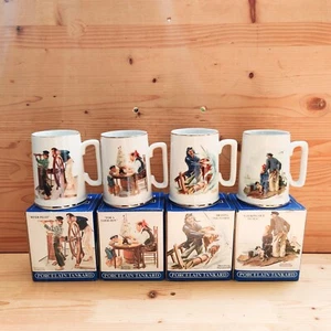 Vintage Norman Rockwell Seafarers Collection Long John Tankard Becher Set 24K Gold 1985 - Bild 1 von 14