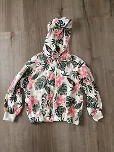 Zara Kids Floral Full Zip Hoodie Jacket French Terry Banded Bottom & Cuffs Sz 8 - Picture 1 of 5