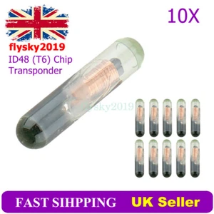 10Pcs Glass Key Transponder ID48 T6 Chip For VW Audi Seat Skoda Porsche Volvo - Picture 1 of 6