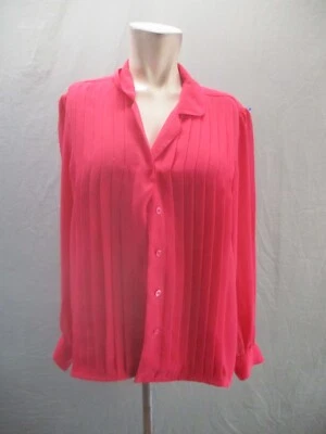 Summer Field Size 10 Women Red Collared Long Sleeve Pleated Button Up Blouse 574 - Изображение 1 из 4