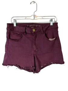 Pantalones cortos de jean American Eagle para mujer talla 12 tiro alto granate elásticos - Imagen 1 de 6