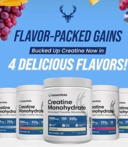 BUCKED UP CREATINE MONOHYDRATE Pure Micronized Enhance Strength Recovery 5000mg - Picture 1 of 11