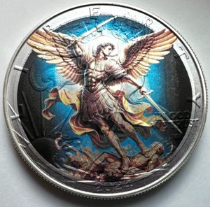 Saint Michael Archangel - American Silver Eagle 1oz .999 Silver Dollar Coin - Picture 1 of 7