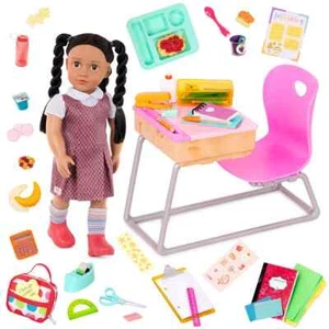 Our Generation Frederika & Flying Colors Desk Accessory School Set 18" Doll