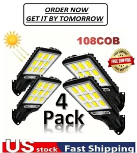 4pcs Outdoor Solar Lights - 108 COB Solar Wall Lights - 3 Lighting Modes Motion - Picture 1 of 9