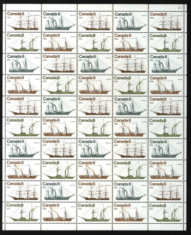 CANADA SHEET 670-673fs 8c x 50 COASTAL VESSELS, Wm. D. LAWRENCE ETC 90% Cover