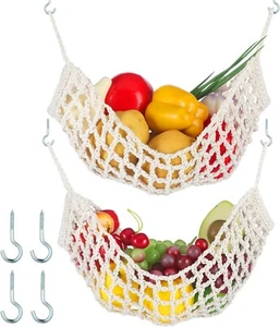2 Pezzi Amaca Frutta Macramè 11,8 X 20 Pollici per Cucina Sotto Armadio Appeso Fru - Foto 1 di 7