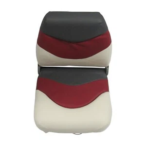 High Back Folding Boat Seat Red Charcoal and White (Yacht Fishing Speedboat) - Picture 1 of 6