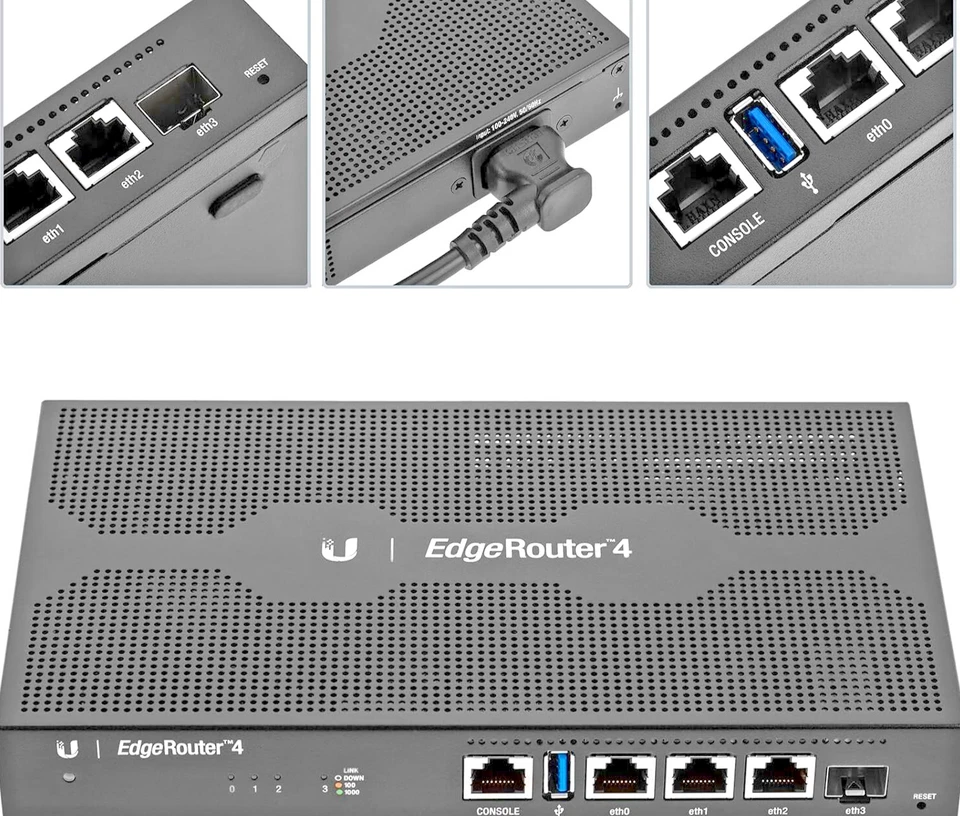 Ubiquiti EdgeRouter 4 (ER-4) Router W/ AC Power Cord/ Wall Mount Kit - Image 1 of 1