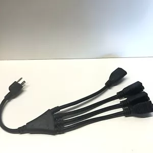 (3 Pack) 4 Way Power Splitter – 1 to 4 Cable Strip With 3 Pronged Outlet - Picture 1 of 3