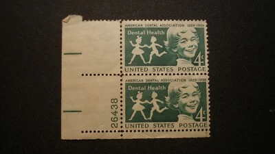 Lot of (2) 1940's DENTAL HEALTH - 4 cent Stamps - Misperf - MNH - Vintage - Rare - Image 1 of 4