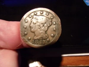 Sammlerstück antiker US Krönchenkopf großer Cent - 1817 - Beschädigung - 6 $ s/h - Bild 1 von 3