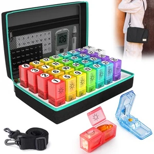 Monthly Pill Organizer 2 Times a Day, 30 Day Pill Box AM PM with Pill Cutter ... - Bild 1 von 7