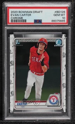 2020 Bowman Draft Chrome Evan Carter #BD-126 PSA 10 GEM MT - Image 1 of 2
